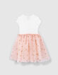 Girls’ two-tone mixed fabric dress with embroidered tulle-3