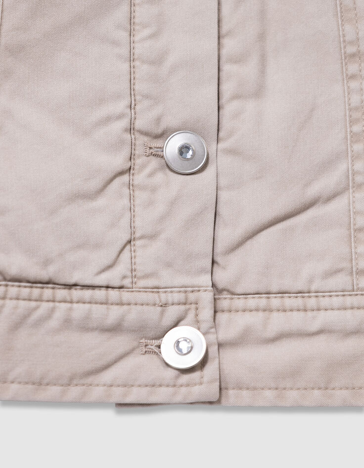 Beige Mädchenjacke aus gefüttertem Stoff-4