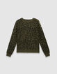 Khaki Damen-Winterpulli Jacquard-Strick Leomuster-5