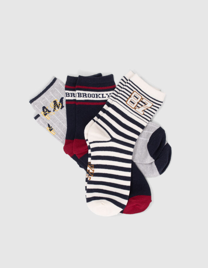 Boys’ navy/white/grey socks-2