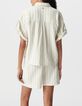 Chemise &eacute;crue gaze de coton rayures beiges Femme-3