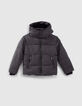 Grau melierte Jungenjacke mit Rei&szlig;verschlusstaschen-1