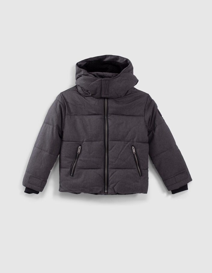 Boys’ grey marl padded jacket with zipped pockets - IKKS