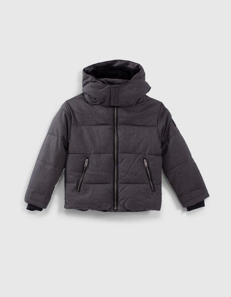 Grau melierte Jungenjacke mit Rei&szlig;verschlusstaschen-1
