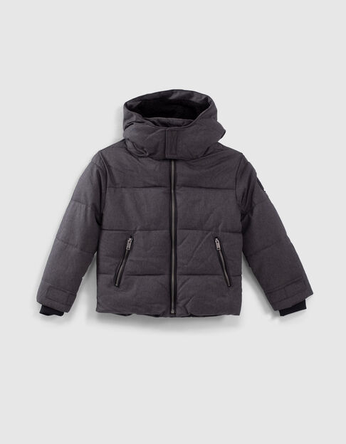 Boys’ grey marl padded jacket with zipped pockets - IKKS