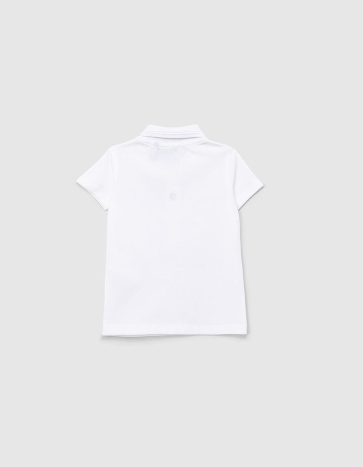 Baby boys’ white organic cotton polo shirt, IKKS logo-3