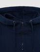 Inktblauwe sweater met kap en ritskraag Heren-6