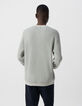 Pull bleu gris tricot jacquard fantaisie Homme-3