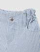 Short en jean blanc rayures bleues fille-5