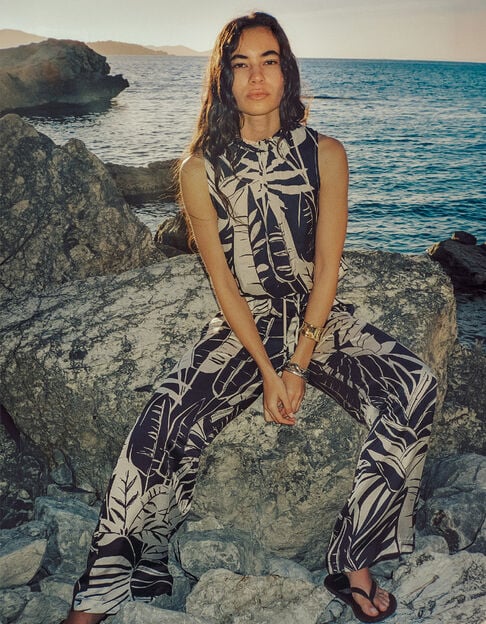 Marinefarbene Maxi-Hose mit weitem Bein f&uuml;r Damen - IKKS