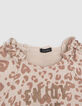Girls’ ecru sweatshirt with gold leopard slogan print-2