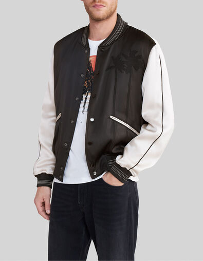 Cazadora teddy negro bicolor y bordados hombre - IKKS