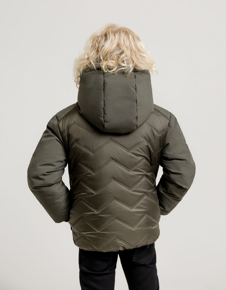 Chaqueta de espiga termosellada de nailon caqui para niño-3