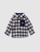 Baby boys’ ecru shirt with navy checks-1