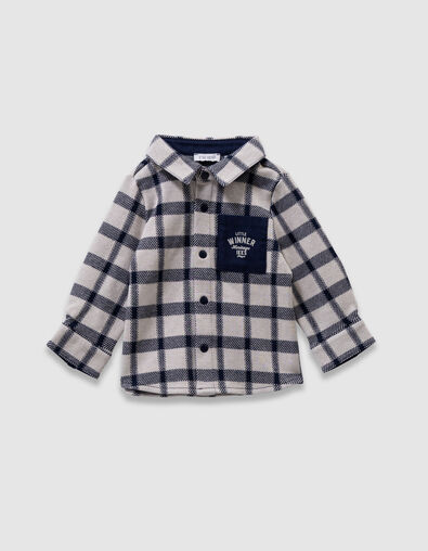 Baby boys’ ecru shirt with navy checks - IKKS