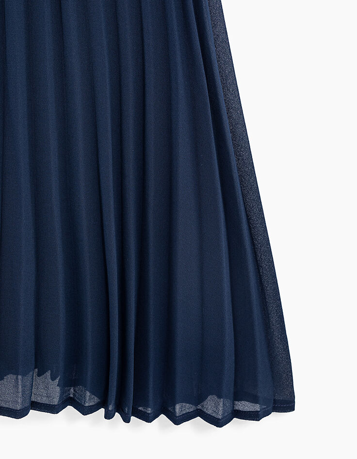 Robe navy plissée à col fille-3