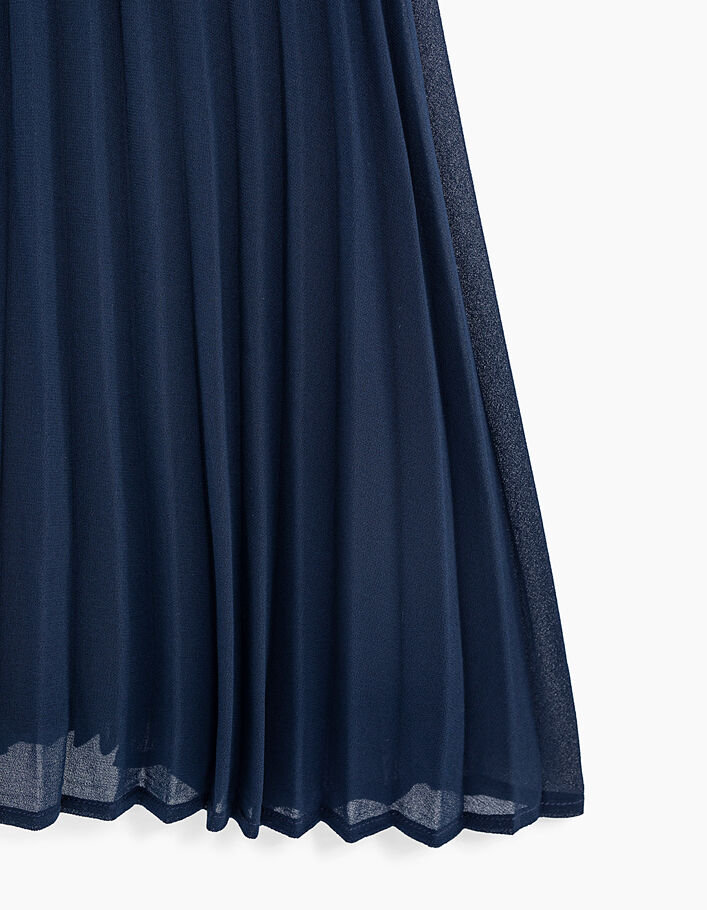 Marineblaues Plissée-Mädchenkleid mit Kragen - IKKS