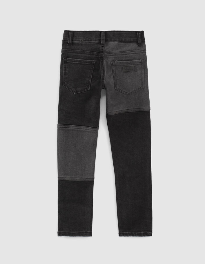 Zwarte slim jeans patchworkstijl jongens  - IKKS