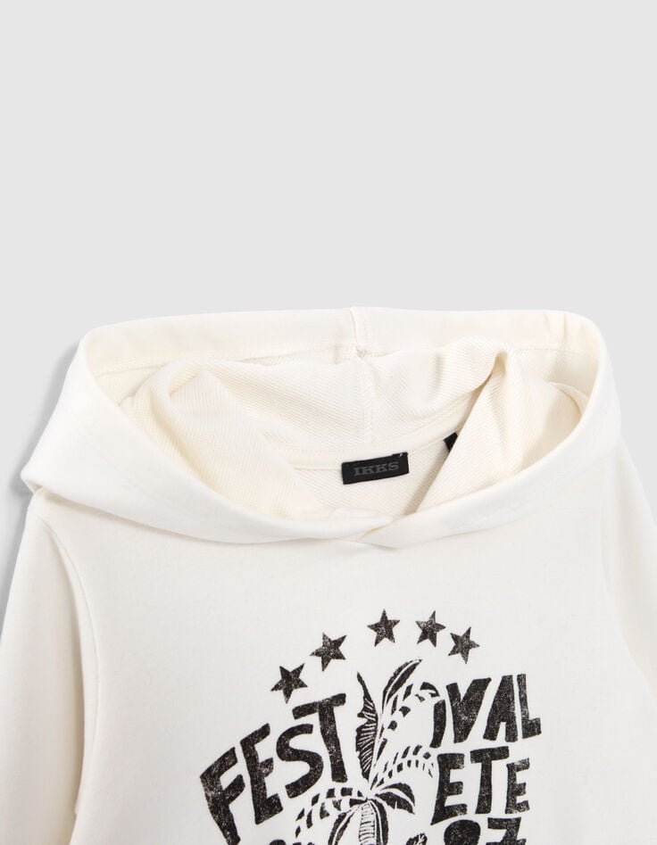 Sweat écru message et dessins rock fille-2