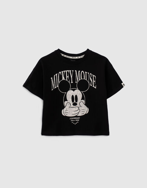 Girls’ black IKKS–MICKEY T-shirt with Mickey image
