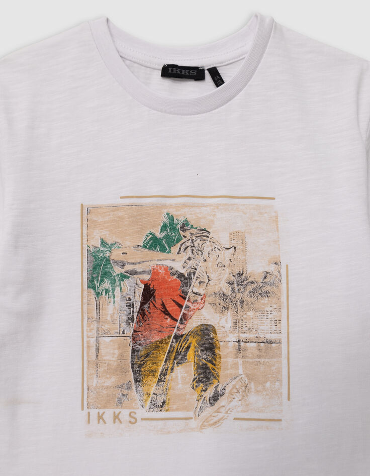 Wit T-shirt biokatoen man met tijgerkop jongens-6