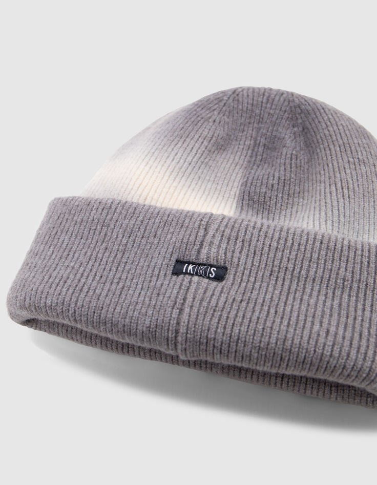 Boy's grey tie and dye knit hat with mask cut-out-5