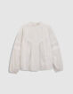 Women's white jacquard and lace blouse-1