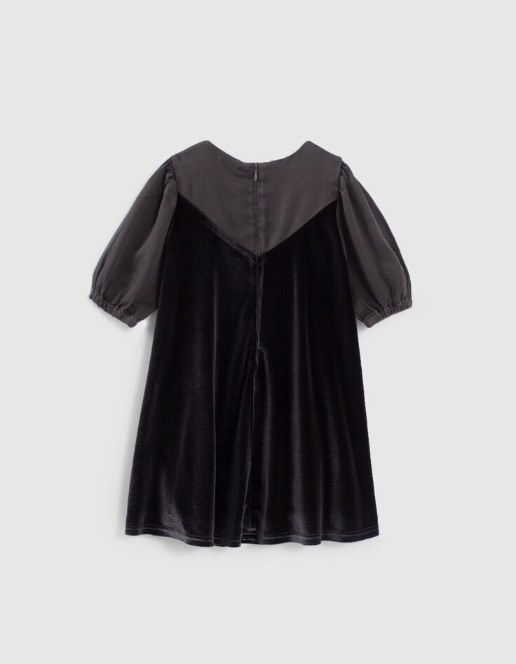 Robe grise bi-matière avec message fille-3
