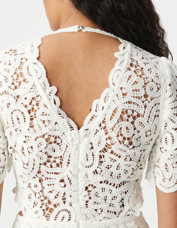 Schickes wei&szlig;es Makramee-Spitzenkleid f&uuml;r Damen-5