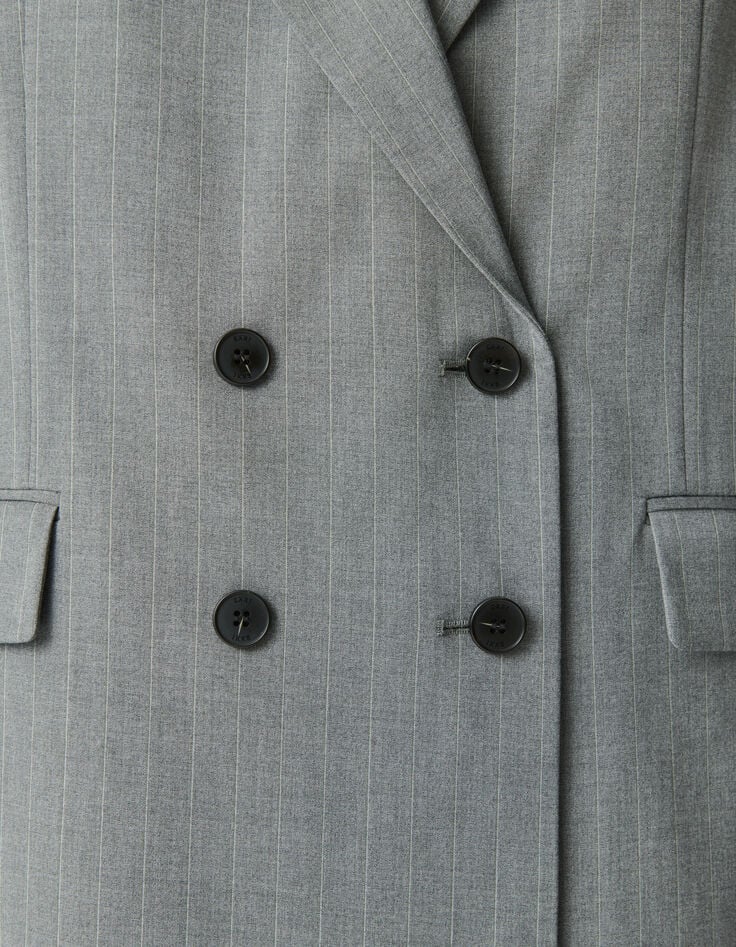 Women’s grey pinstripe long suit jacket-7 Women’s grey pinstripe long suit jacket-7