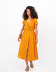 I.Code turmeric embroidered and dotted midi shirt-dress-6
