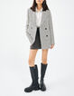 Manteau imprimé chevron en coton double boutonnage femme-5