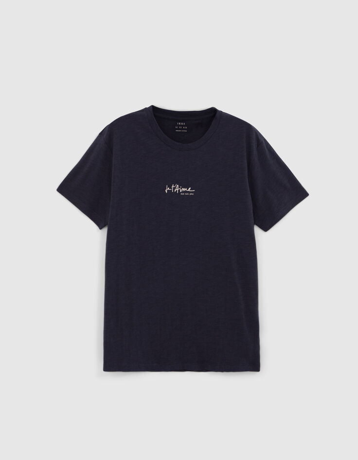 Marineblaues Herren-T-Shirt mit Schriftzug-5