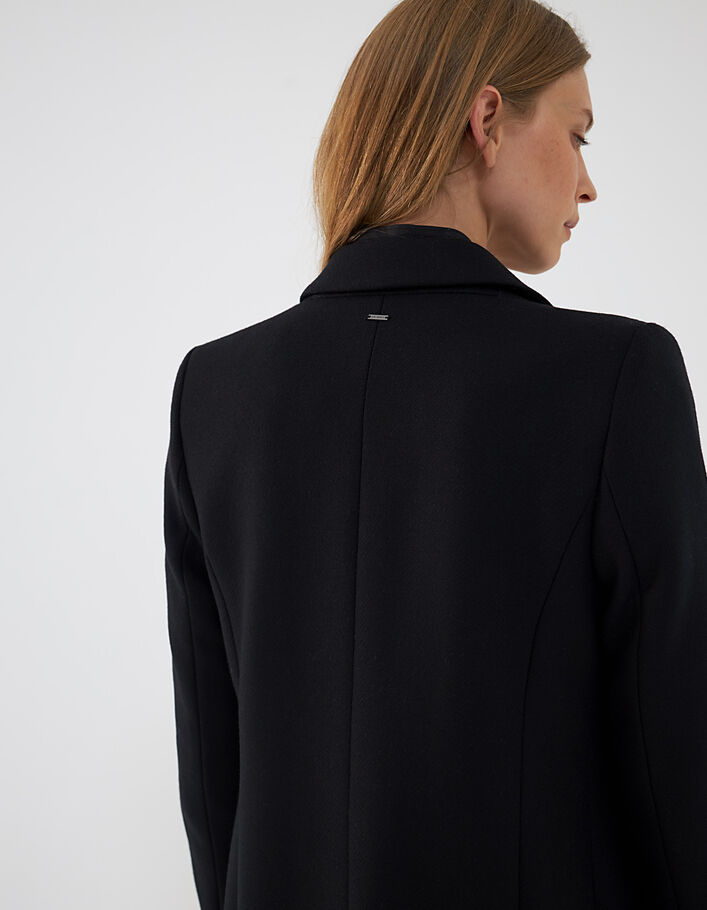 Manteau city noir en majorité laine double col femme-4