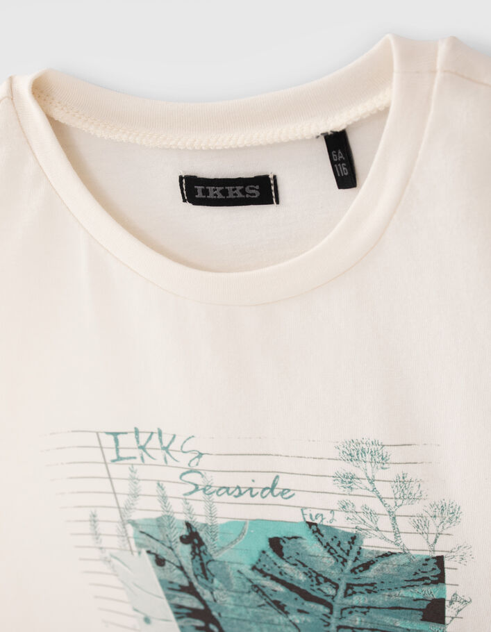 Cremeweißes T-Shirt mit Blätter-Jungle-Motiv - IKKS