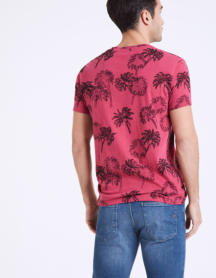Camiseta rosa frambuesa estampado palmeras Hombre -4 Camiseta rosa frambuesa estampado palmeras Hombre -4