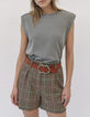 Damenshorts mit hohem Bund und Hahnentrittmuster-2