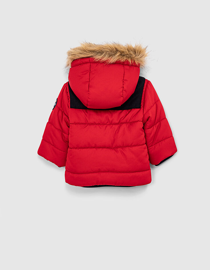 Doudoune rouge moyen à capuche bébé garçon -3