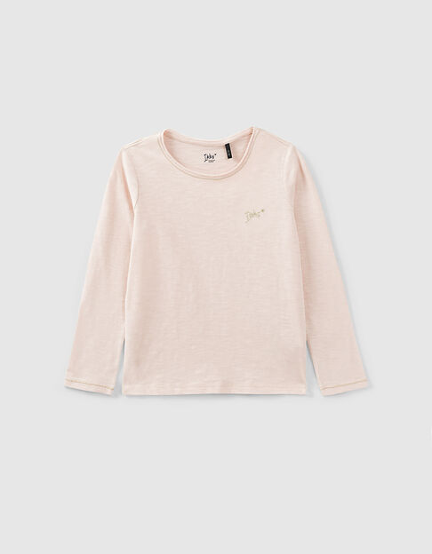 Camiseta rosa empolvado Essentiels bordado IKKS ni&ntilde;a - IKKS