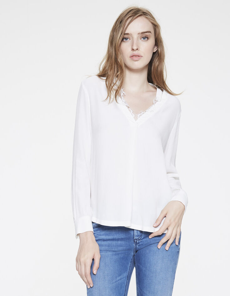 Ecru crêpe blouse-1