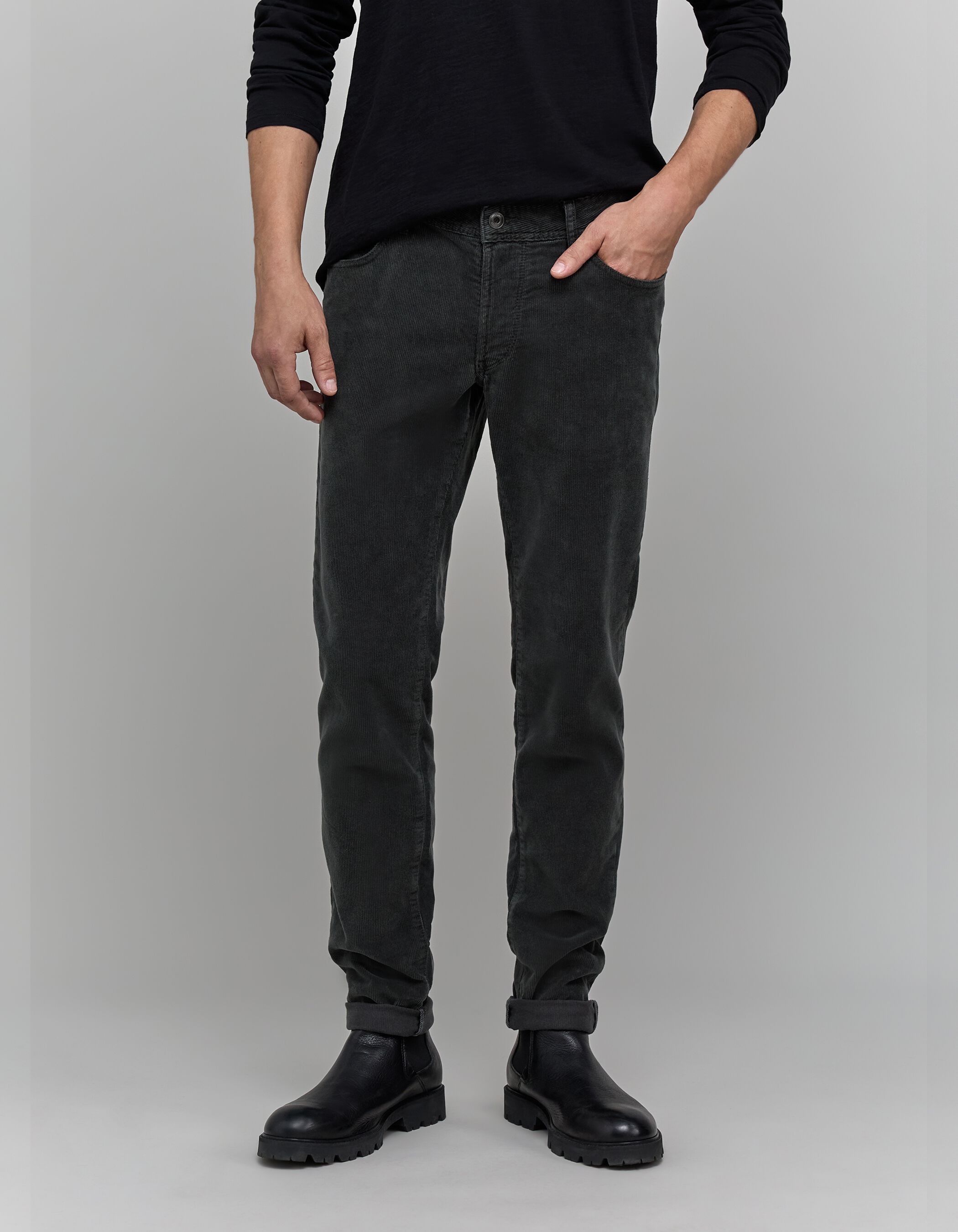 Men's SLIM bitumen corduroy pants