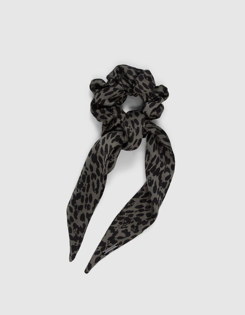 Girls’ khaki scarf scrunchie with leopard print rock - IKKS