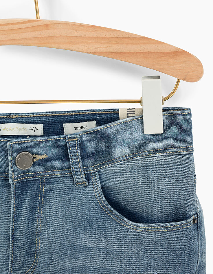 Faded Blue Skinny-Mädchenjeans mit Fransen-5