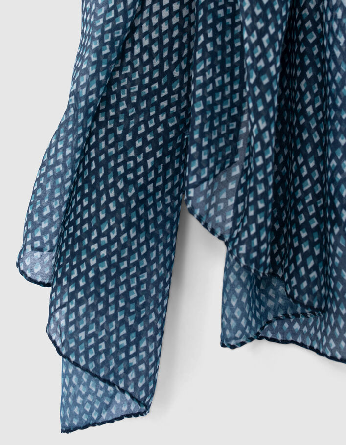 Marineblauwe sjaal met grafische motieven Heren - IKKS