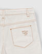 Weiße MOM-Mädchenjeans aus Upcycling-Stoff mit Fransen-7
