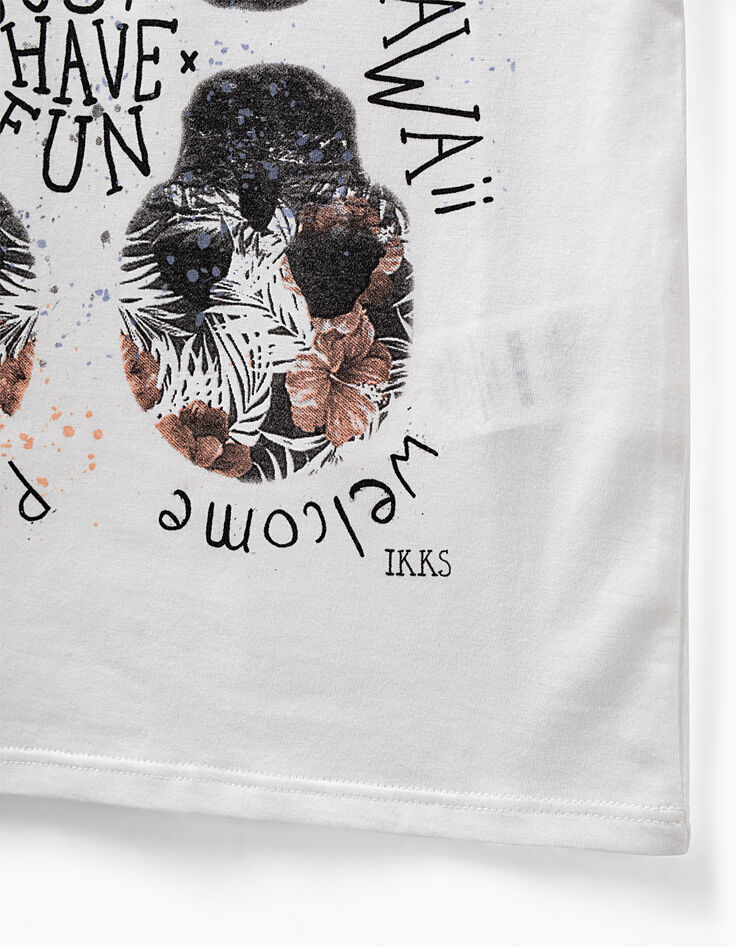 Camiseta blanco roto con 4 calaveras niño -4
