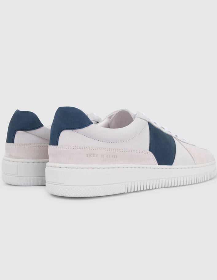 Men’s white suede trainers with blue stripes - IKKS