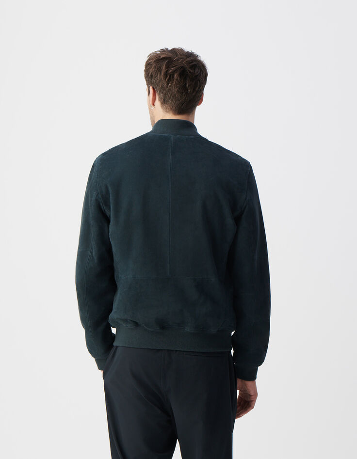 Blouson bomber encre en cuir velours Homme-3