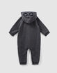 Baby’s grey marl organic fabric hooded all-in-one-2