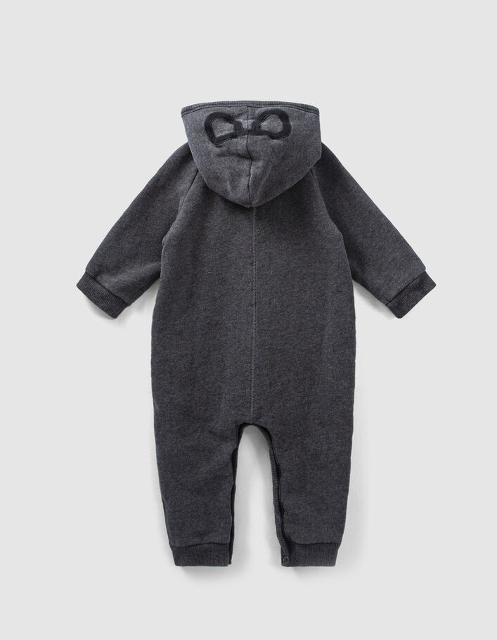 Baby’s grey marl organic fabric hooded all-in-one - IKKS